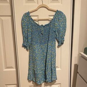 Faithfull the Brand Blue and Yellow Floral Dress